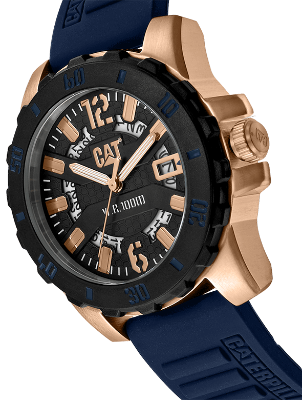 CAT Steel Barricade Blue Rose Gold AR.191.26.639 Mens Watch