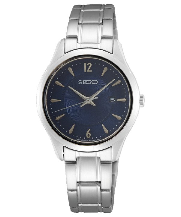Seiko SUR425P1 women’s blue dial watch with silver stainless steel strap