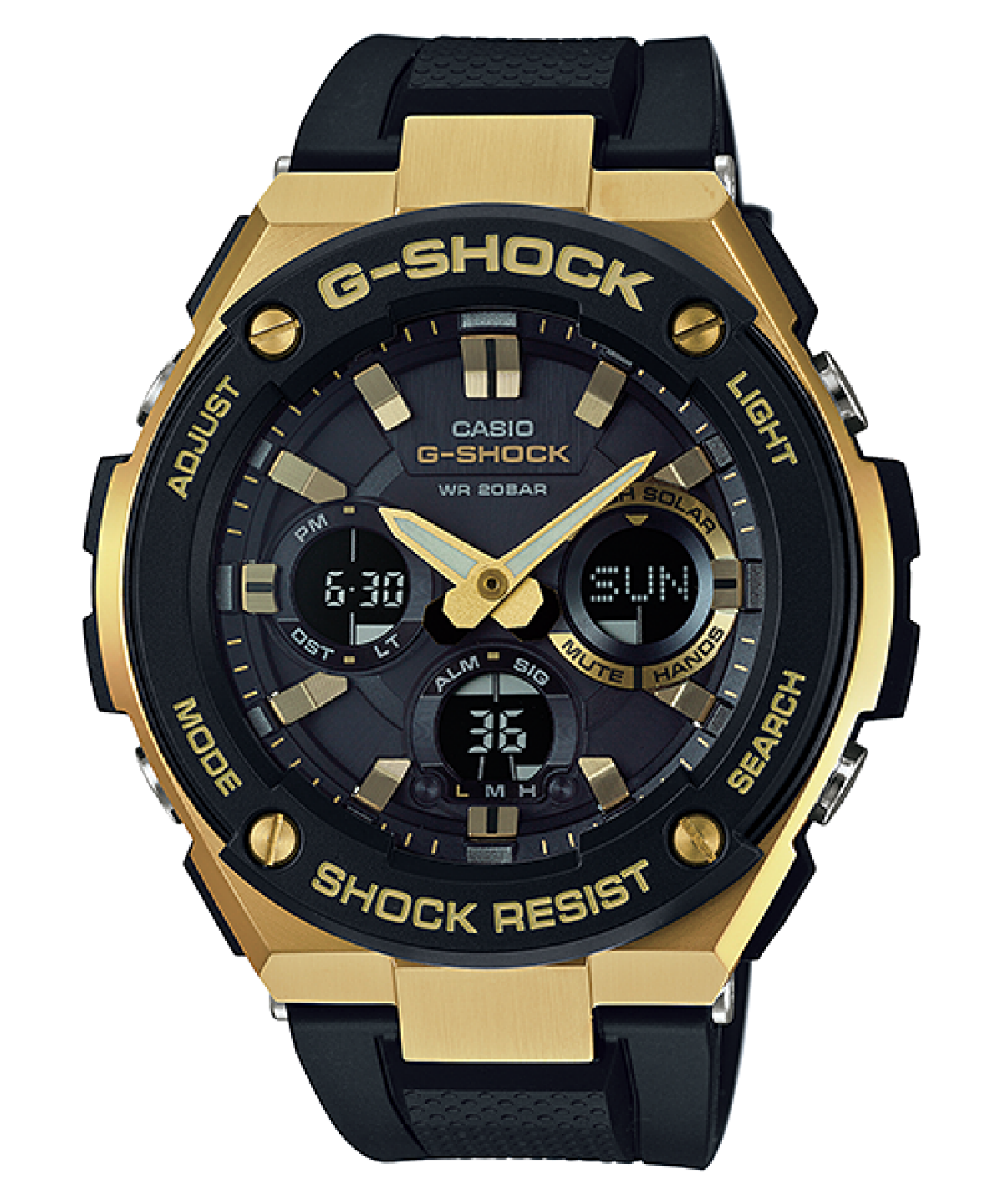 Casio G-Shock GST-S100G-1ADR Analog-Digital Black Dial Men Watch Black Resin Strap