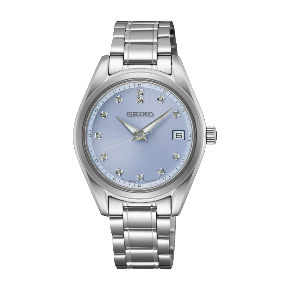 Seiko SUR581P1 women’s watch with blue dial and silver strap