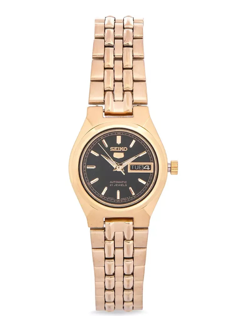 Seiko SYMA06K1 gold-tone women’s automatic watch with champagne dial