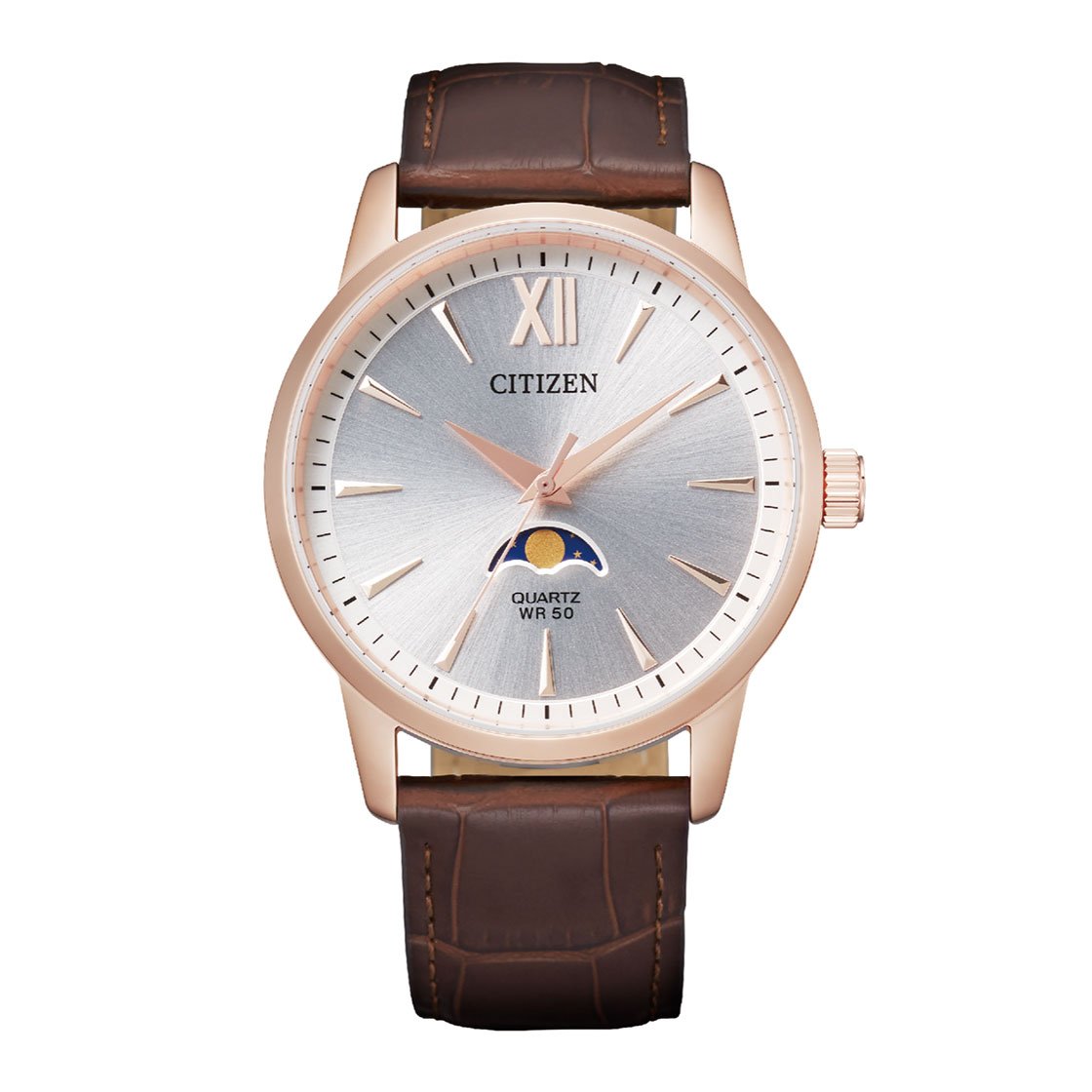 Citizen AK5003-05A Moon Phase Silver Dial Men's Watch