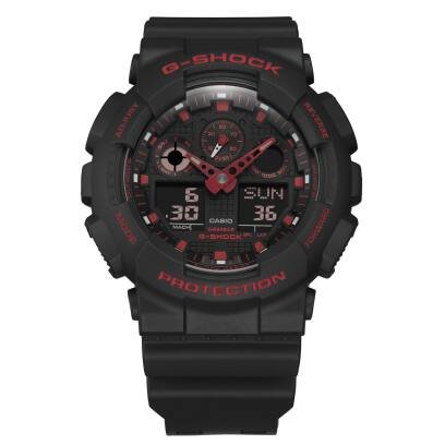 Casio GA-100BNR-1ADR Men Leather G-Shock AnalogDigital Black Dial