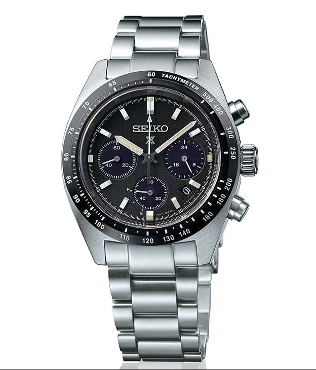 Seiko Prospex Speedtimer SSC819P1 with black dial and stainless steel bracelet