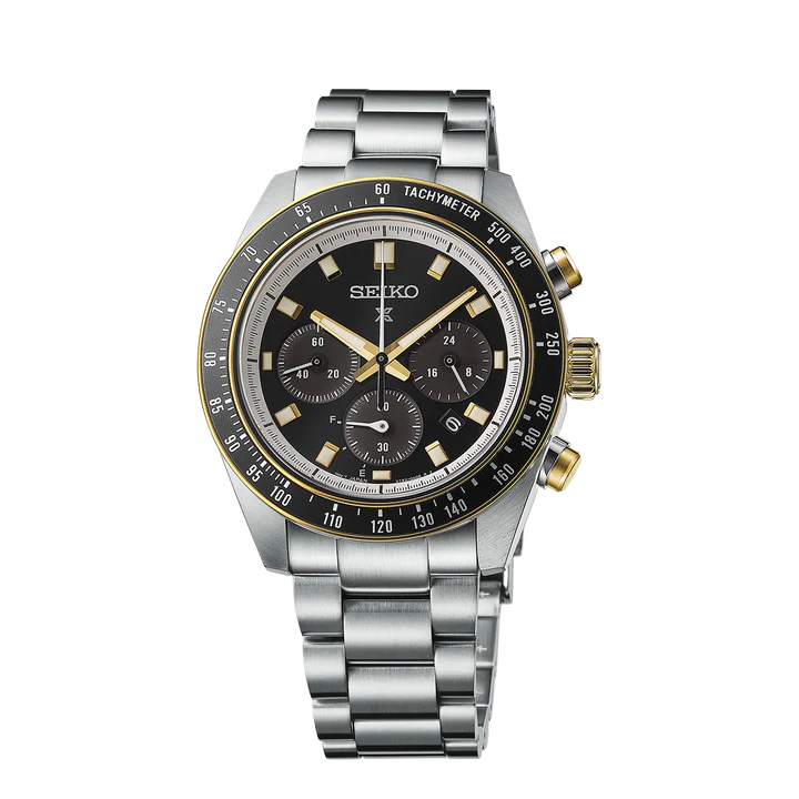 Seiko Prospex SSC941P1 Speedtimer solar chronograph with black dial and steel strap
