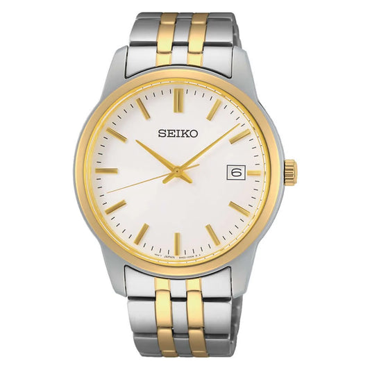 Seiko SUR402P1 men’s white dial watch with stainless steel strap