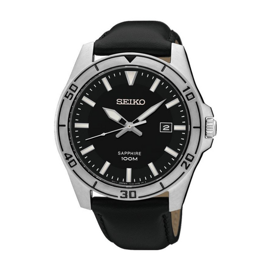 Seiko Quartz Sapphire Glass Black Dial SGEH65P1  Men's Watch