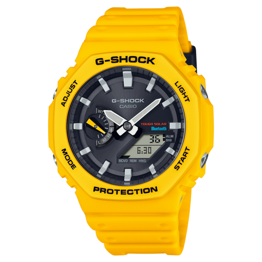 Casio Resin G-Shock Men Black Dial Ga-B2100C-9Adr Yellow Band