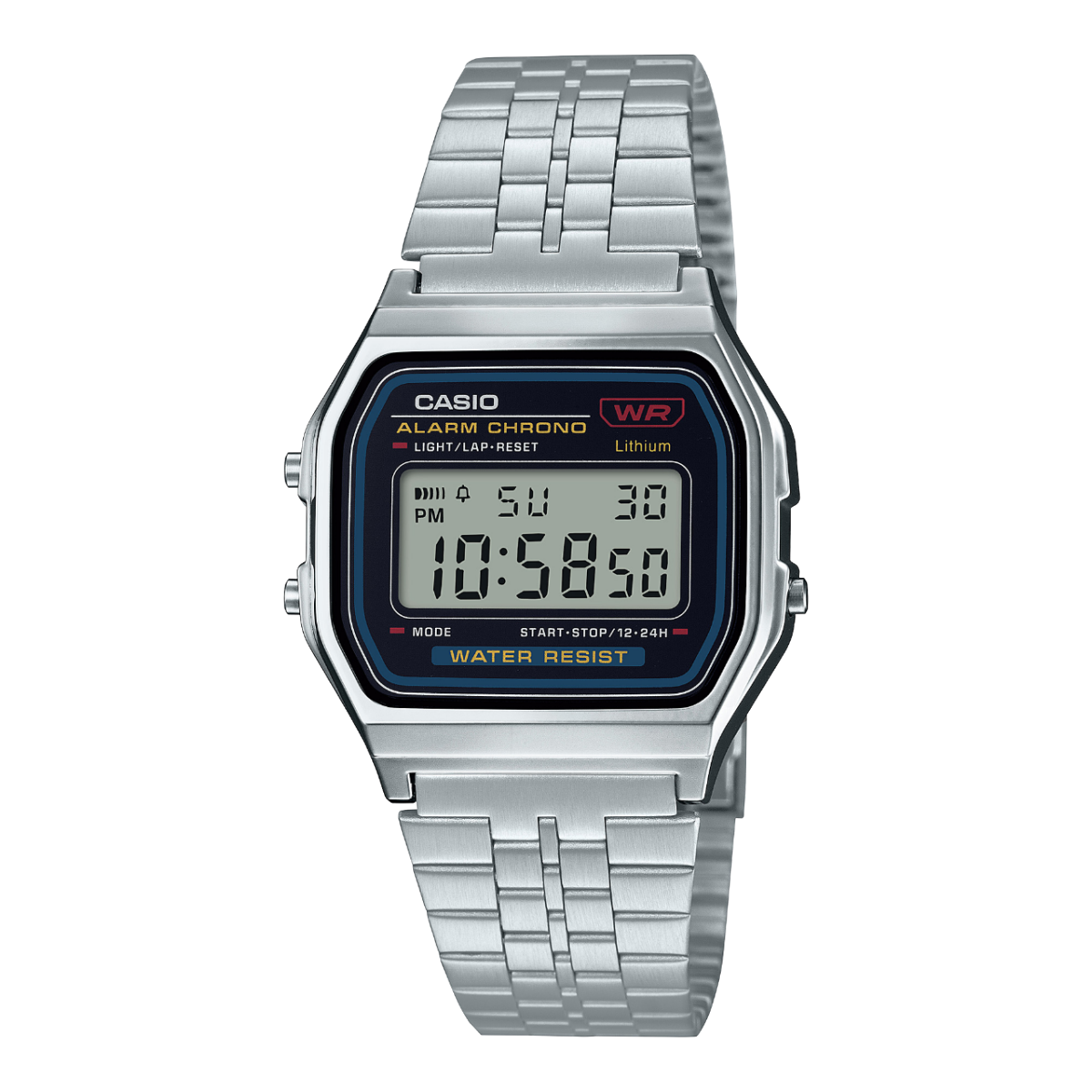 Casio Unisex Vintage A159W-N1DF Black Digital Dial Silver Stainless Steel Band