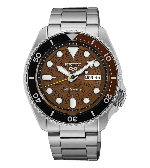 Seiko SRPJ47K1 5 a stainless steel silver strap and orange dial sport watch