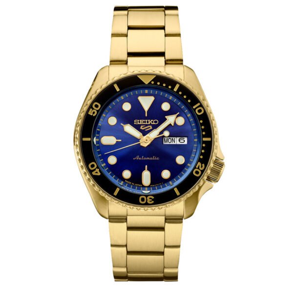 Seiko 5 Sports SRPK20 – Blue dial SKX Sports Style automatic watch with stainless steel bracelet.