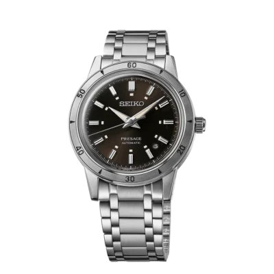 Seiko Presage Style 60s SRPL09J1 – Brown dial automatic watch with stainless steel bracelet and vintage-inspired case
