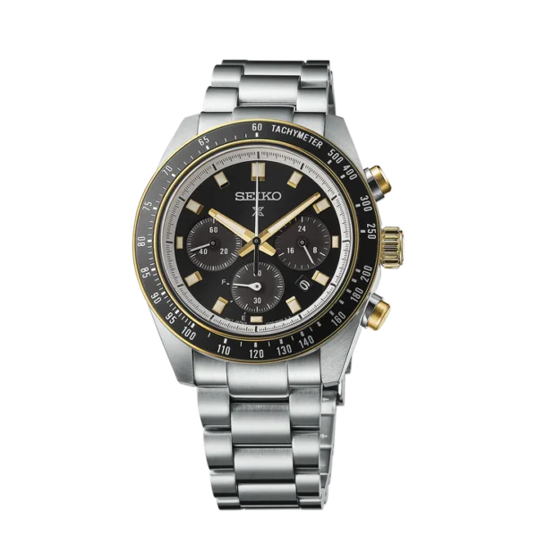 Seiko Prospex SSC941P1 Speedtimer solar chronograph with black dial and steel strap