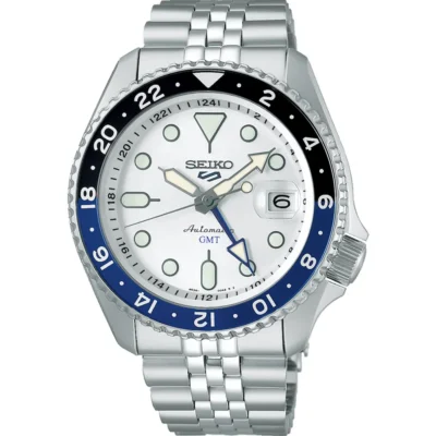 Seiko 5 Sports GMT SKX SSK033J1 with white dial and steel case
