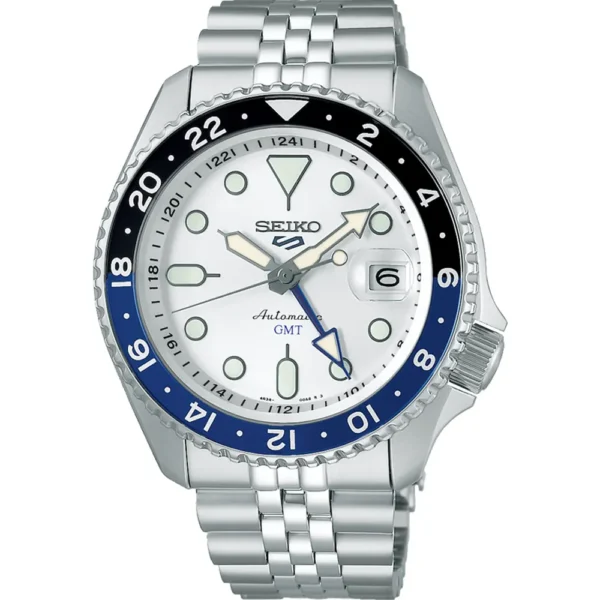 Seiko 5 Sports GMT SKX SSK033J1 with white dial and steel case