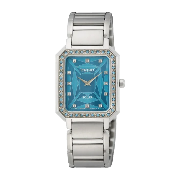 Seiko Classic SUP451P1 watch with blue dial and silver strap