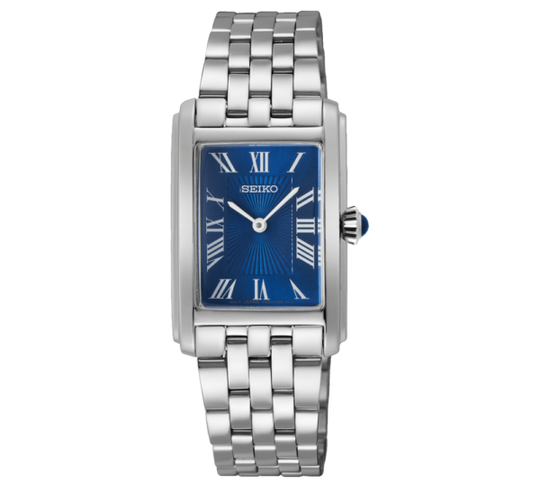 Seiko SWR085P1 classic women’s watch with blue dial and stainless steel strap