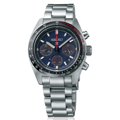 Seiko Prospex Solar Speedtimer SSC815P1 with blue dial and stainless steel strap