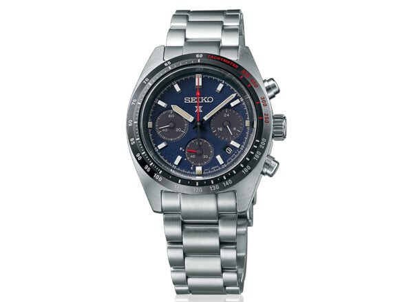 Seiko Prospex Solar Speedtimer SSC815P1 with blue dial and stainless steel strap