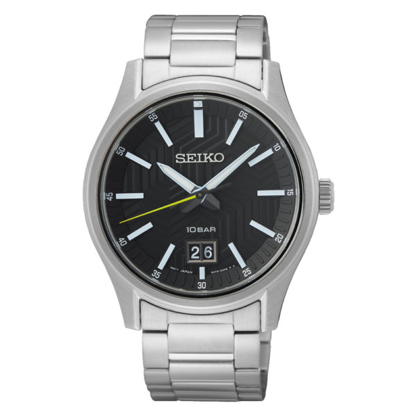 Seiko SUR535P1 men’s watch with black dial and stainless steel strap