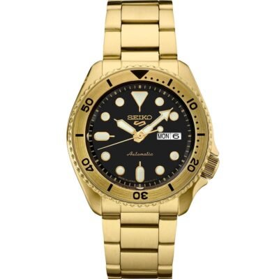 Seiko 5 Sports SRPK18 – Black dial SKX Sports Style automatic watch with stainless steel bracelet.