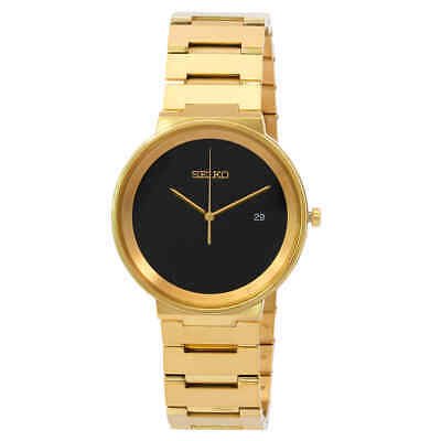 Seiko SUR488 men’s watch with black dial and gold stainless steel strap