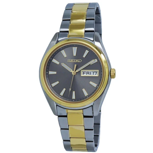 Seiko SUR348P1 men’s classic watch with grey dial and silver stainless steel strap