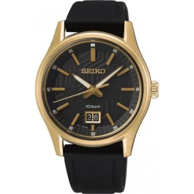 Seiko SUR560P1 men’s watch with black dial and silicone strap