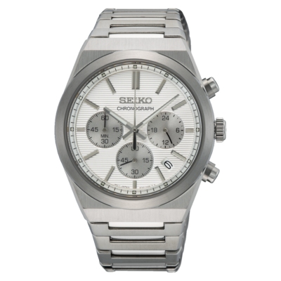 Seiko SSB451P1 classic men’s chronograph with silver dial and steel bracelet