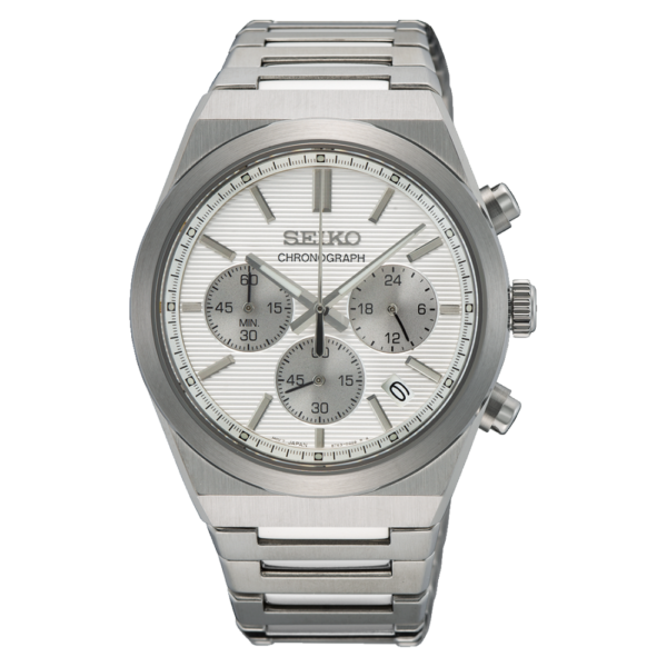 Seiko SSB451P1 classic men’s chronograph with silver dial and steel bracelet